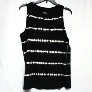 Time and Tru Women's Small 4-6 Tye Die Black & White Tank Top